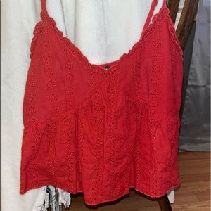 red floral crop top